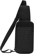 Outdoor Camping Chest Bag for Men Camouflage Backpack Travel Cycling Mountaineering Crossbody Waist Shoulder Sling Tactical Bag(Laser Black)