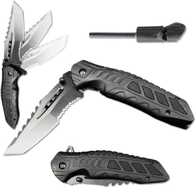Axe &amp Survival Bowie Knife &amp Folding Pocket Knife Fixed Blade Hunting Knife with Sheath Sharpener and Fire Starter Inculded Tactical Knife for Camping Hunting Outdoor (Type-2)