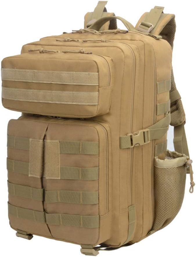 Outdoor Sports Pack Hiking Bag Tactical Rucksack Camo Knapsack Combat Camouflage Tactical 45L Molle Backpack - Tan