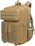 Outdoor Sports Pack Hiking Bag Tactical Rucksack Camo Knapsack Combat Camouflage Tactical 45L Molle Backpack - Tan