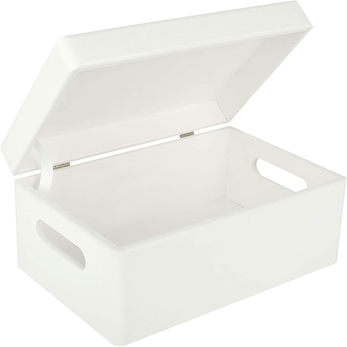 Creative Deco Personalized White Wooden Storage Box Christmas Box | 11.8x7.87x5.51in (+-0.5) | Garland | Hinged Lid Handle Engraving | Gift Box | ROUGH UNSANDED Keepsake Memory Souvenir Chest