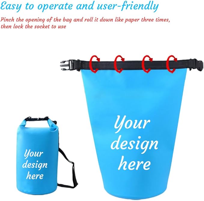 Custom Waterproof Dry Bags - Personalized 5L/10L/20L/30L Floating Lightweight Bags for Kayaking/Fishing/Camping Customizable with Club Logo (Multiple Colors) (Purple)