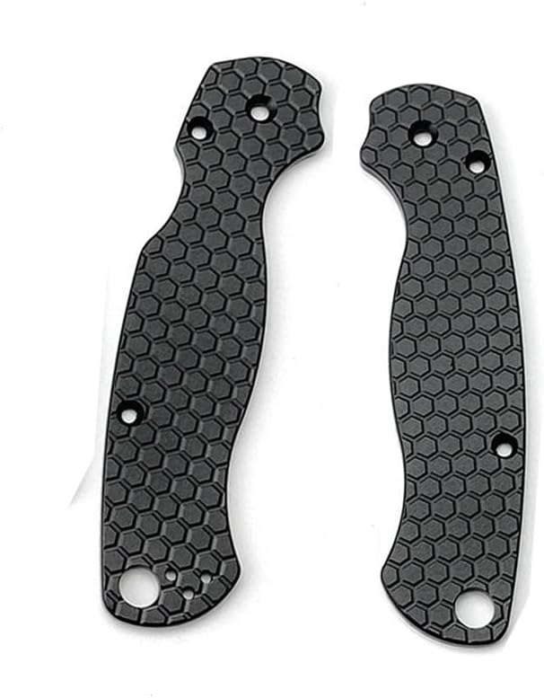 1 Pair Scales Handle Fits for Spyderco C81 Paramilitary 2 Anodized Aluminum Handle Patch Black