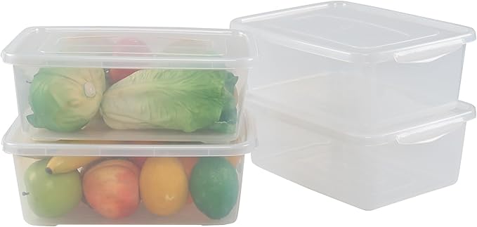 6.5 Quarts Clear Latching Box Plastic Storage Containers with Lids Set of 4