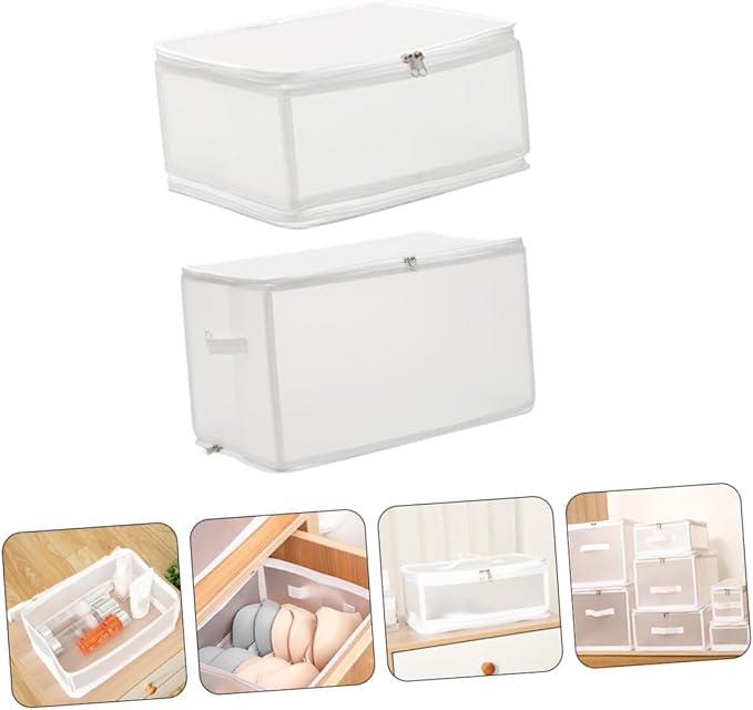 Cabilock 2pcs Cute Storage Box Lids Multi-function Underbed Organizer for Dormitory Camping Apartment