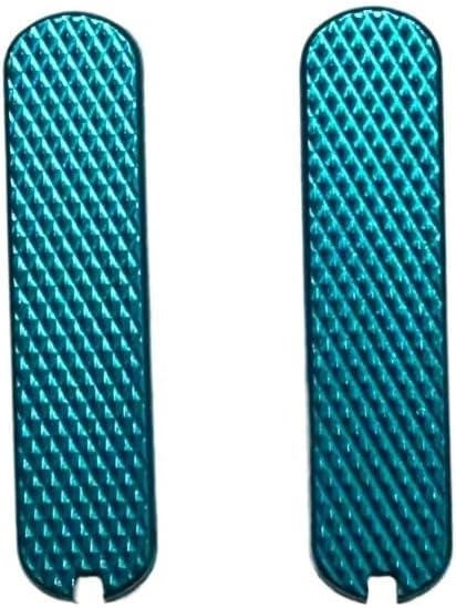 1 Pair Custom Non-slip Aluminum Alloy Scales in Anodized Blue Fits for 65MM CNC Blank Handle Patch DIY Replacement