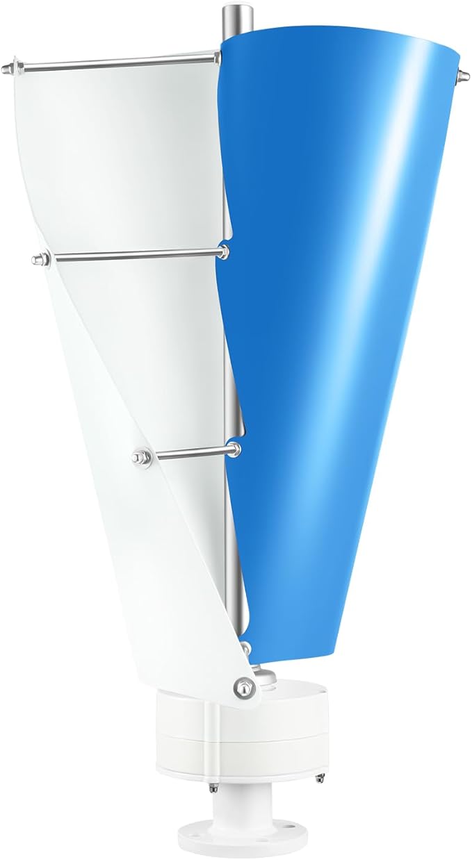 100W Vertical Axis Wind Turbine Generator Permanent Magnet Generator with Intelligent Controller Low Noise Helical Design Windmill for Home Boats Street Lighting