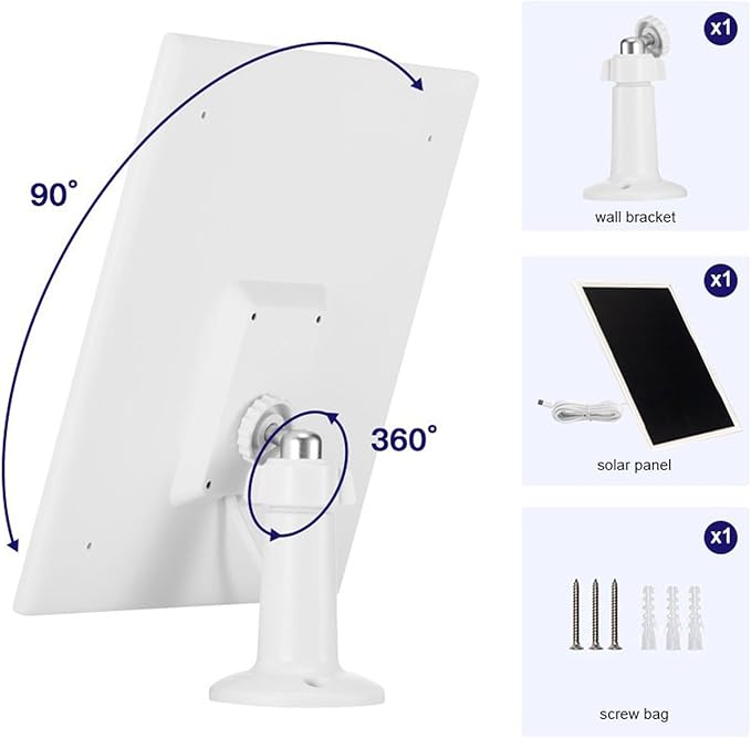 Solar Panel Charger for Ring Camera Compatible with Ri ng Stick Up Cam Stick Up Cam Pro Ring Spotlight Cam Plus/Pro 6W5V 13ft Charging Cable (White-2Pack)