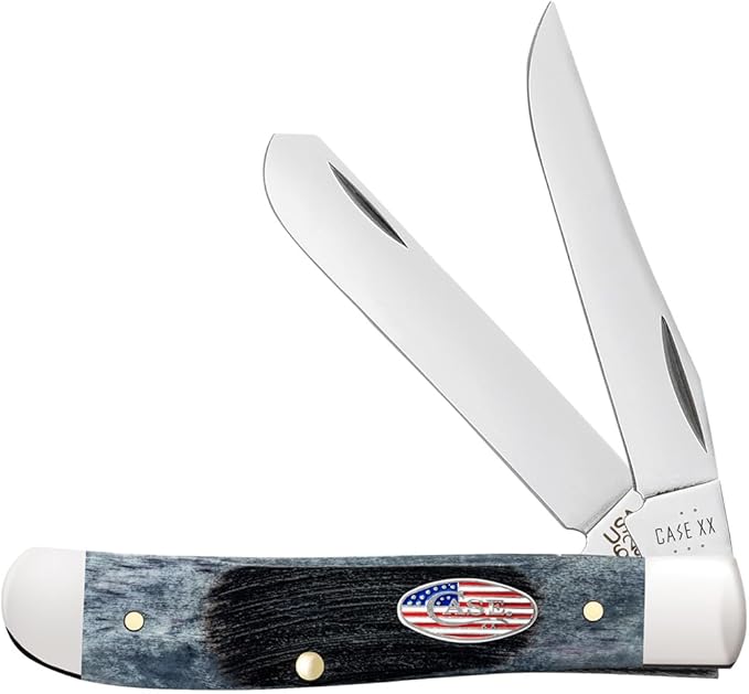 Case XX WR Pocket Knife Mini Trapper Sawcut Gray Bone Stars &amp Stripes Item #53066 (6207 SS) Length Close: 3 1/2 inches