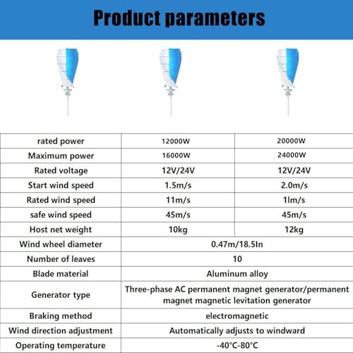 20000W Vertical Wind Turbine Generator for Home Use Efficient 12000W-48V with Grid Inverter &amp Controller Permanent Magnet Renewable Energy Solution