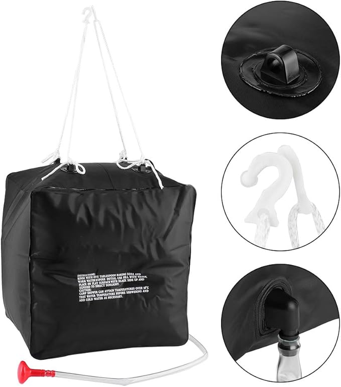 Camp Shower Bag Solar Light Weight Portable 40L Water Storage for Camping Hiking Beach Swimming Outdoor Travelling Made of Durable PVC Material Easy to Carry and Use