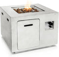 SereneLife Propane Gas Fire Pit Table - 40000 BTU Outdoor Square Firepit with Lava Rocks Cover Adjustable Flame Height and Weather-Resistant Design - Perfect for Backyard or Patio