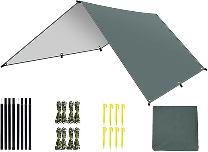 Camping Tarp Waterproof Portable Multifunctional Outdoor Traveling Awning Backpacking Shelter Rain(Beige3 * 5M)