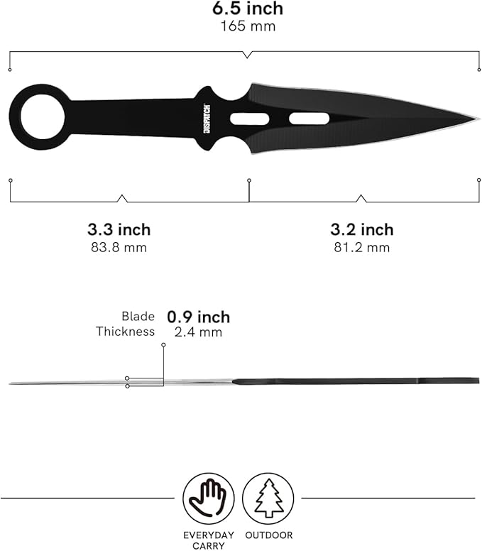 Dispatch 12 Inch Fixed Blade Hunting Knife with Throwing Knives Set of 12 for Outdoor Camping