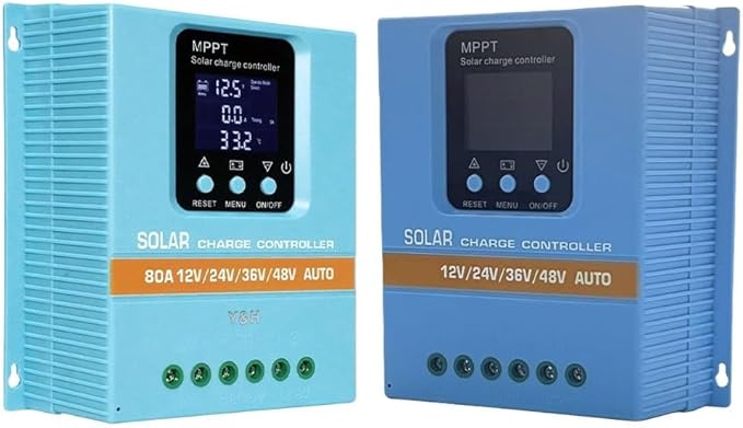 6080A MPPT Solar Charge Controller with Auto Detection for 12V 24V 36V 48V Battery Systems for RV Marine and Home Solar Applications (12V24V/36V/48V-80A)