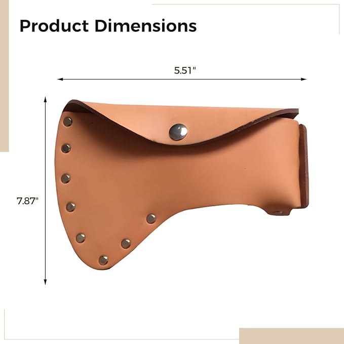 7.9 X 5.5 Inch Hatchet Head Cover Leather Sheath With Button Closure Reinforced With Metal Rivets