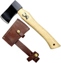 TheBoneEdge 12 Hunting Axe Black Steel Blade Brown Wood Handle with Sheath