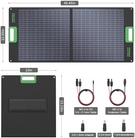 100W Portable Solar Panel 23.5% High Efficiency ETFE Foldable Solar Charger for Power Station Generator IP65 Waterproof with Kickstands 18V Output for RV Camping Van Off-Grid Outdoor