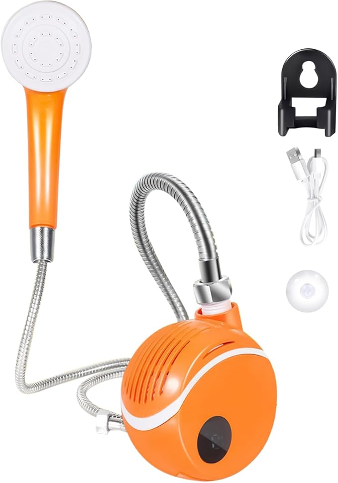 Camping Shower – Portable Outdoor Shower Rechargeable Waterproof Head Pocket Pump Device | Travel RV Car Pet Washing for Outdoor Activities Beach Hiking Backyard