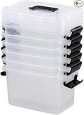 6 Pack 5.5 Quart Storage Container Box with Lids Small Plastic Storage Bins with Handle