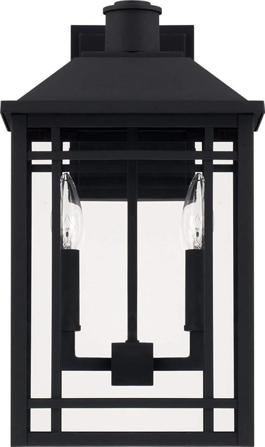 Capital Lighting 927121BK Braden Clear Glass Outdoor Wall Sconce 2-Light 120 Total Watts 17 H x 10 W Black