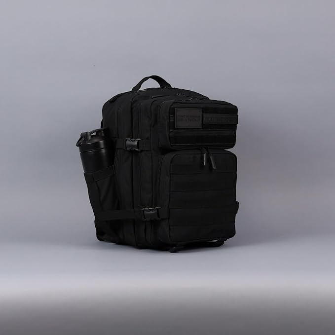 WOLFpak 35L Athletic Gym Backpack - Durable 1000D Waterproof Oxford Material with MOLLE Webbing Laptop Pocket &amp Dual Cup Holders Durable Fitness/Travel/Military Daypack (NightShade Edition)