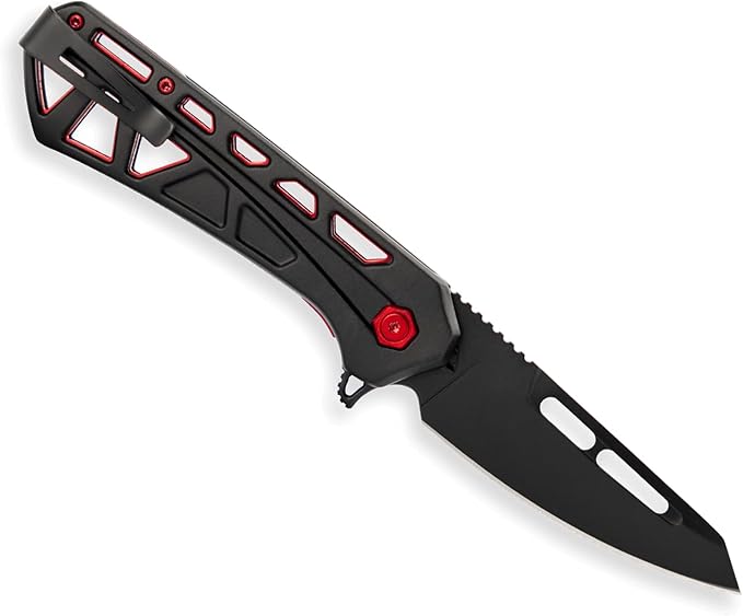 Buck Knives 811 Trace Ops Folding EDC Knife 3.23” Pocket Knife Blade Aluminum Handle 7Cr17MoV Steel Tanto Folding Blade Black/Red 3.75 oz