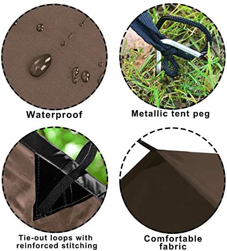 KALINCO Waterproof Camping Tarp Tent Hammock Rain Fly 13X13FT Mutifunctional Tent Footprint Lightweight Tarp for Camping Hiking and Survival Shelter
