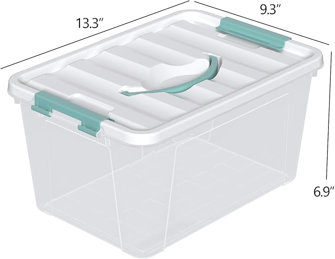 8 Packs 14 Quarts Latching Containers with Handles Please Clear Storage Boxes Totes