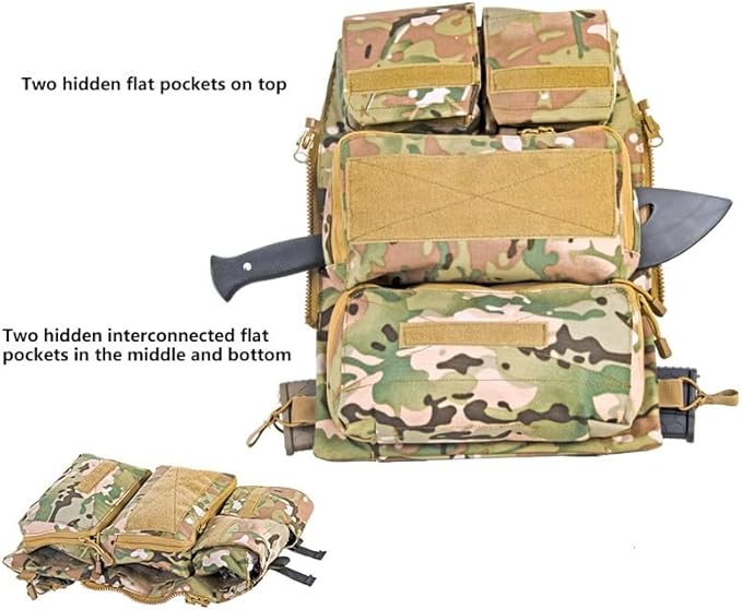 ACEXIER Tactical Zip-on Panel Zipper-on Pouch Hunting Bag Airsoft Molle Plate Carrier for A.VS-JPC 2.0 Vest