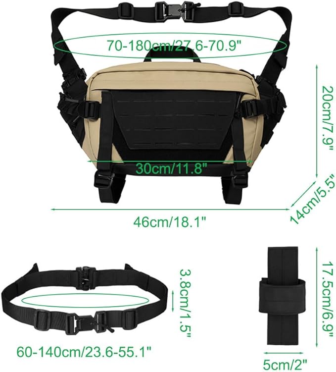 MiOYOOW Tactical Sling Backpack Outdoor Waist Bag Waterproof Crossbody Bag with Concealed Pocket for Hunting Fishing Hiking