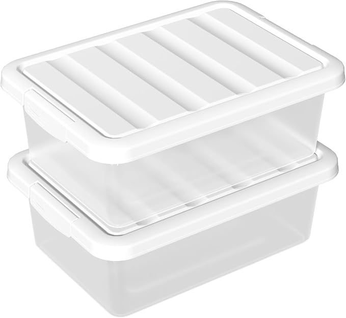14 Quart Plastic Clear Storage Bin Stackable Latching Box with Lid 2 Packs