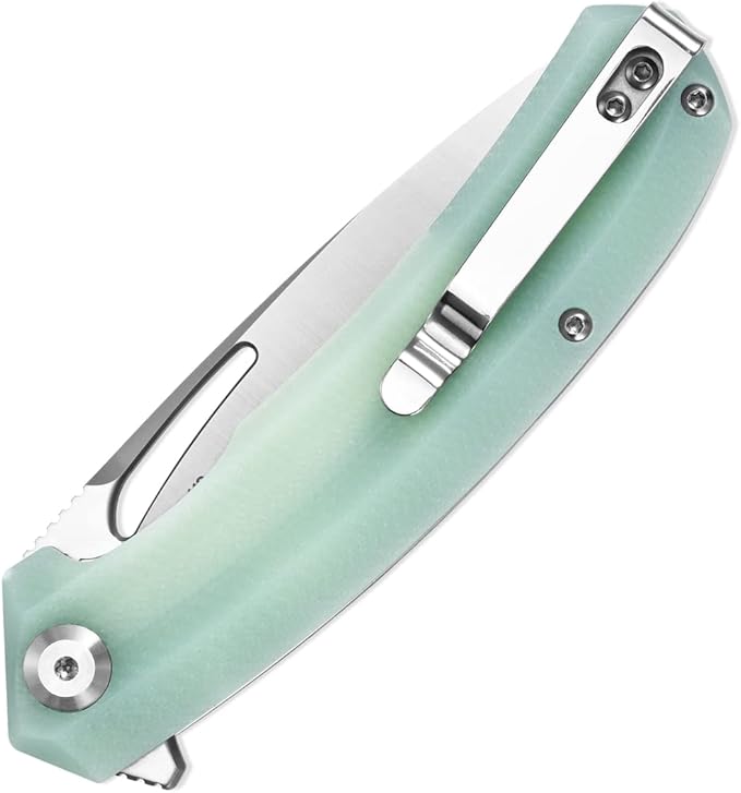 Sitivien ST119 Folding Knife D2 Steel Blade and G10 Handle EDC Tool Knife with Pocket Clip for Outdoor Camping Hiking Survival(Jade)