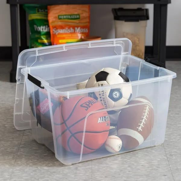 (2 pack 60 Qt. Clear Plastic Storage Bins with Latching Lids – 22” x 16” x 12” Stackable Storage Containers for Home Garage Closet &amp Office Organization