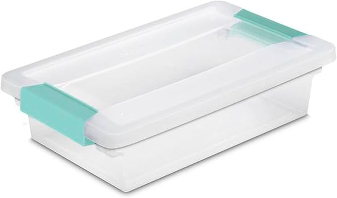 Sterilite Medium Clip Latch Lid Storage Container Tote 12 Pack and Small Clip Latch Lid Storage Container Tote 12 Pack for Home Organization