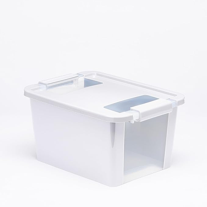 Curver Set of 3 Small VersaBox Plastic Organization and Storage Box with Secure Latching Lid White
