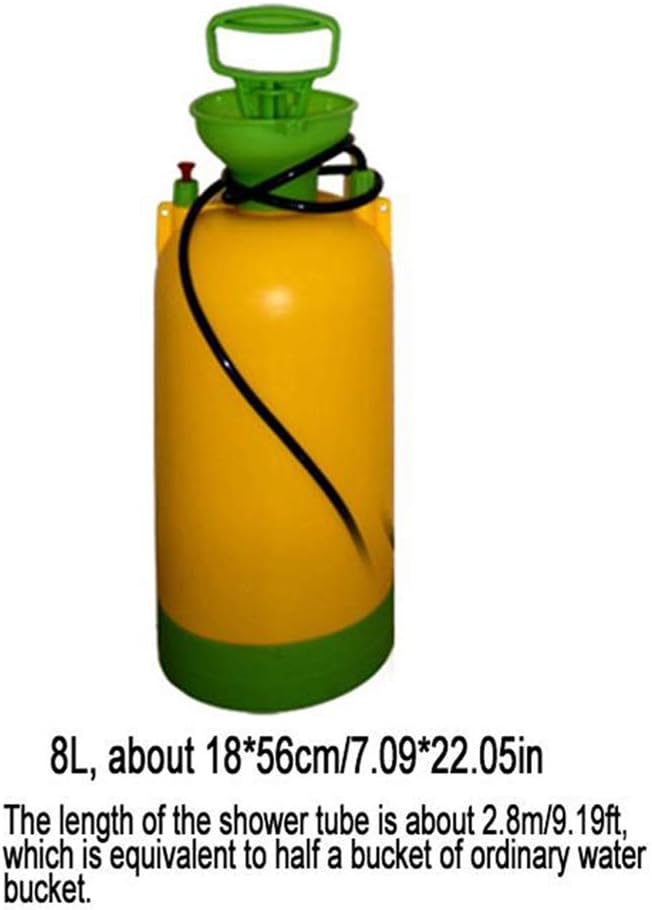 Outdoor Camping Shower with 8 Litre Plastic Water Tank Suction Cup Bracket self-Priming Hand Pressure Design Portable Bathroom Artifact kit for Rural Areas