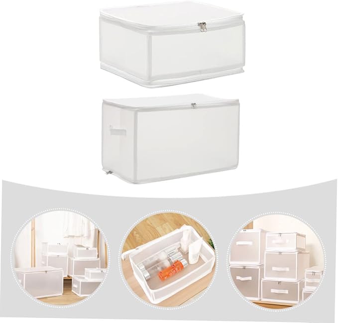 Cabilock 2pcs Cute Storage Box Lids Multi-function Underbed Organizer for Dormitory Camping Apartment