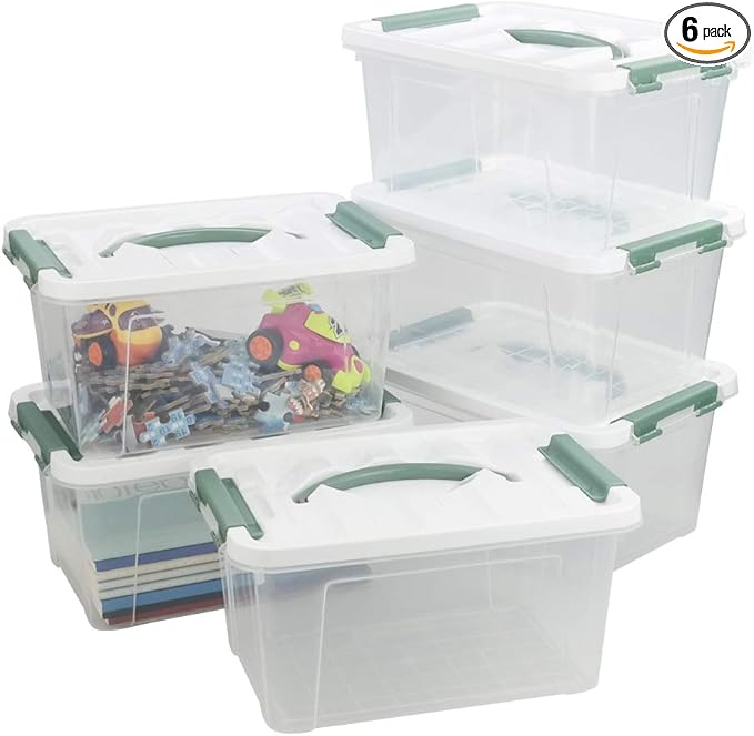 6-pack Clear Latch Box 6 Quart Plastic Storage Box with Lid