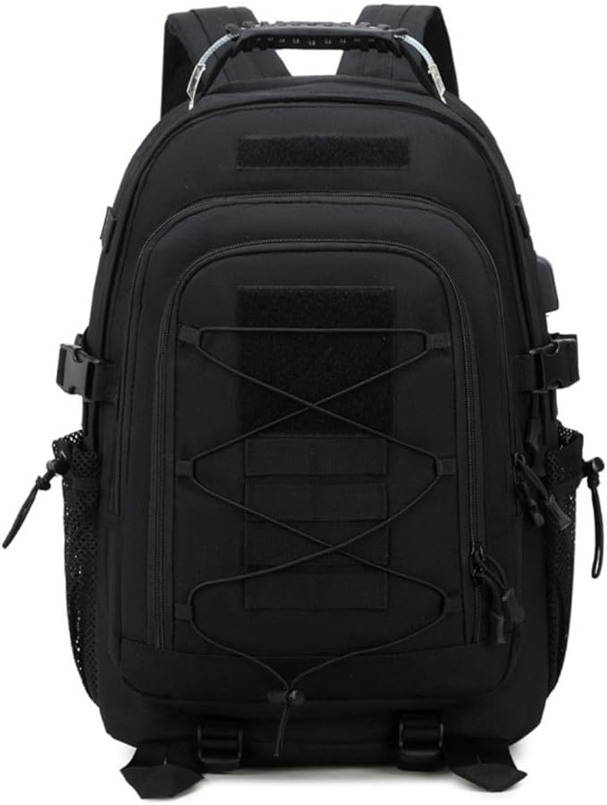 Tactical Backpack Men Backpacks Military Army Daypack handbag Hiking Camping Travel Hunting Rucksack Molle Bag USB Interface (Black Size：14.2 * 7.8 * 20inch(L*W*H))