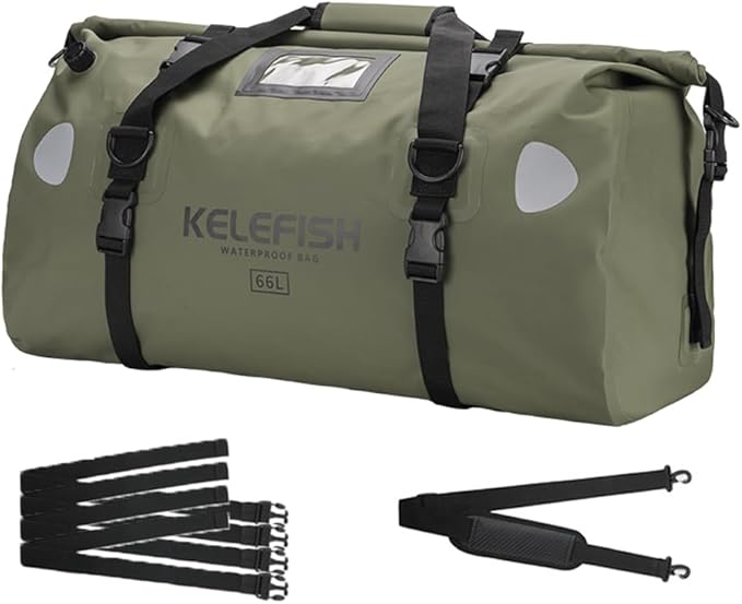 Waterproof Duffel Bag 20L 40L 66L Motorcycle Travel Dry Bag with Quick-fixed Straps for Motorcycling Kayaking Rafting Boating Camping