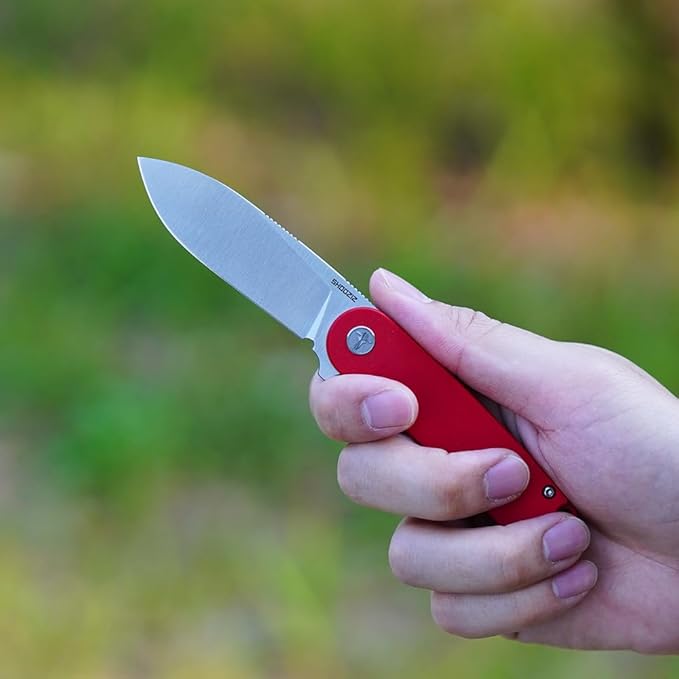 Small EDC Folding Pocket Knife with Clip for Woman - 2.76 Mini D2 Steel Satin BladeCamping G10 Handle Classic Design for Outdoor Hiking Working Man &amp Everyday Carry. Han309-RGS