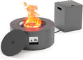 2-Piece 30 Round Propane Fire Pit for Outside Patio with Hidden Tank Table 50000 BTU Fireplaces with Lid Glass Rocks Cover(Dark Grey)