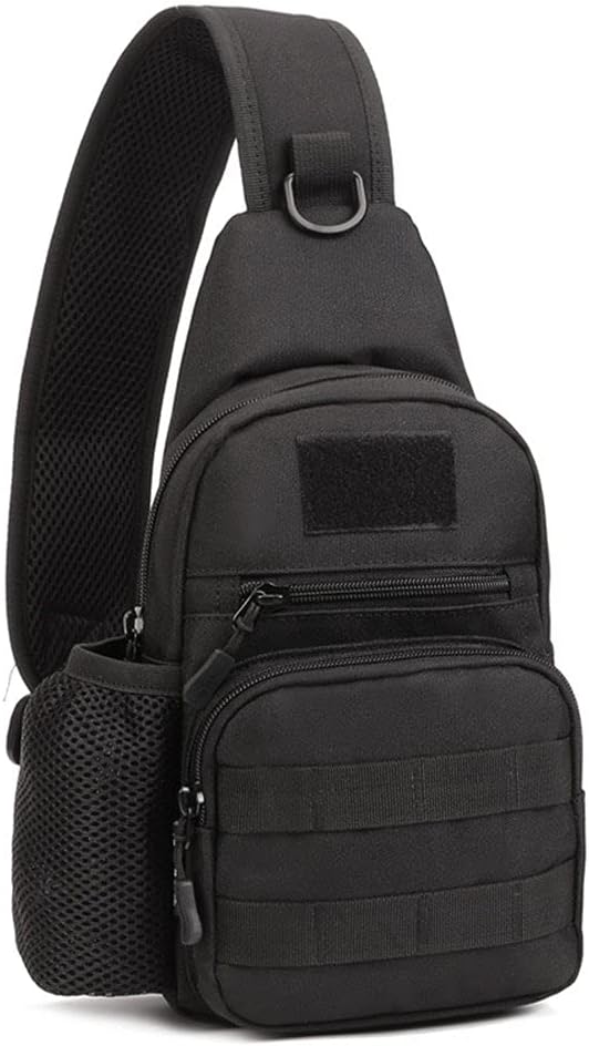 UNISTRENGH Tactical Sling Bag Chest Pack Molle Daypack iPad Mini Military Shoulder Bag Crossbody Duty Gear Backpack (Black)