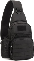 UNISTRENGH Tactical Sling Bag Chest Pack Molle Daypack iPad Mini Military Shoulder Bag Crossbody Duty Gear Backpack (Black)