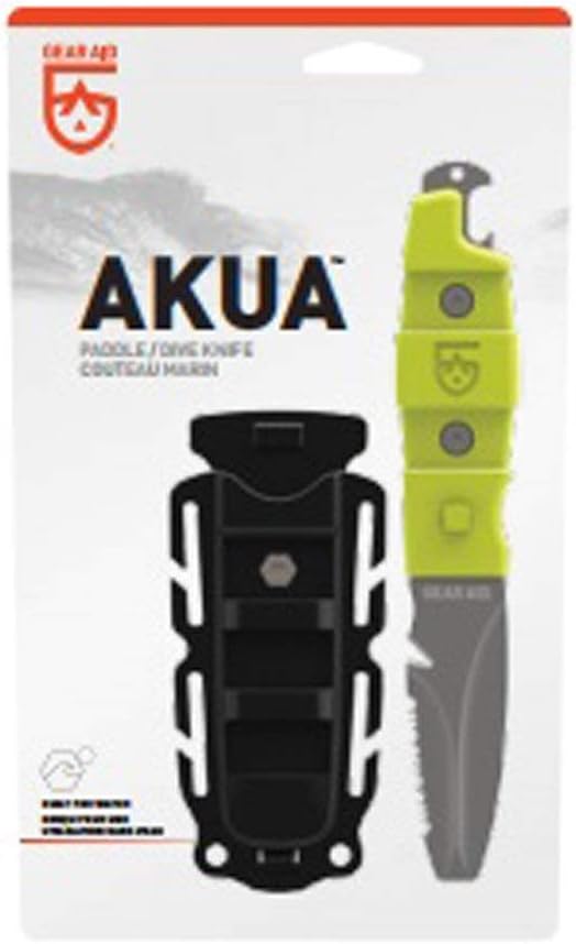 GEAR AID Akua Blunt Tip Paddle Knife with Serrated Blade and Quick Release Sheath Titanium-Coated 3” Blade