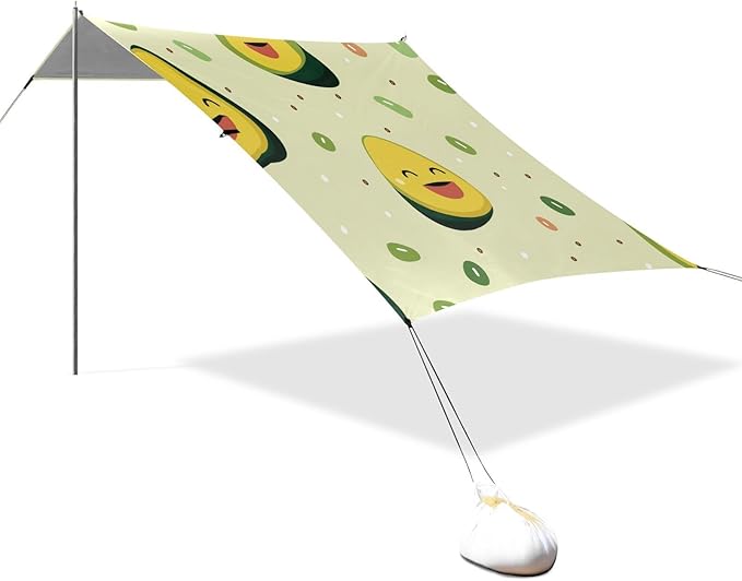 ALAZA Cute Avocado with Dot Beach Tent Sun Shelter Portable Canopy Sunshade for Outdoor Camping Picnics Backyard Fun 10x9 ft