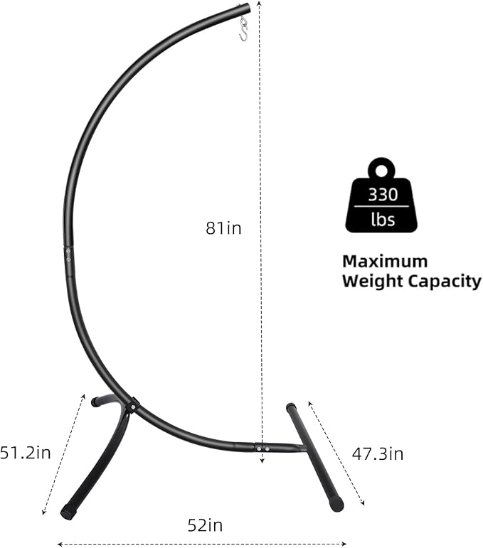 GOUTIME Hammock Chair Stand Only Hanging Swing Egg Chair Stands Frame Holder Heavy Duty Steel C Stand for Indoor Outdoor Max Load 350 LBS