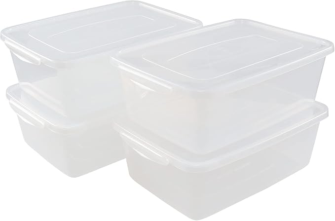 14 Quart Clear Plastic Storage Bins with Latches Plastic Container Bin with Secure Lid 4 Packs
