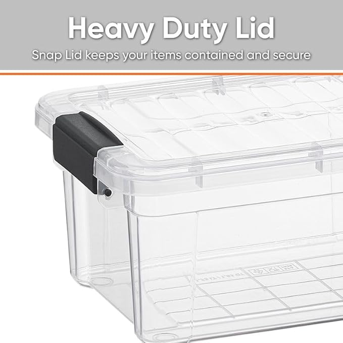 Superio Clear Storage Boxes with Lids 3.4 Quart Plastic Container Bins for Organizing Stackable Crates BPA Free Non Toxic Odor Free Organizers for Home Office and Dorm 4 Pack